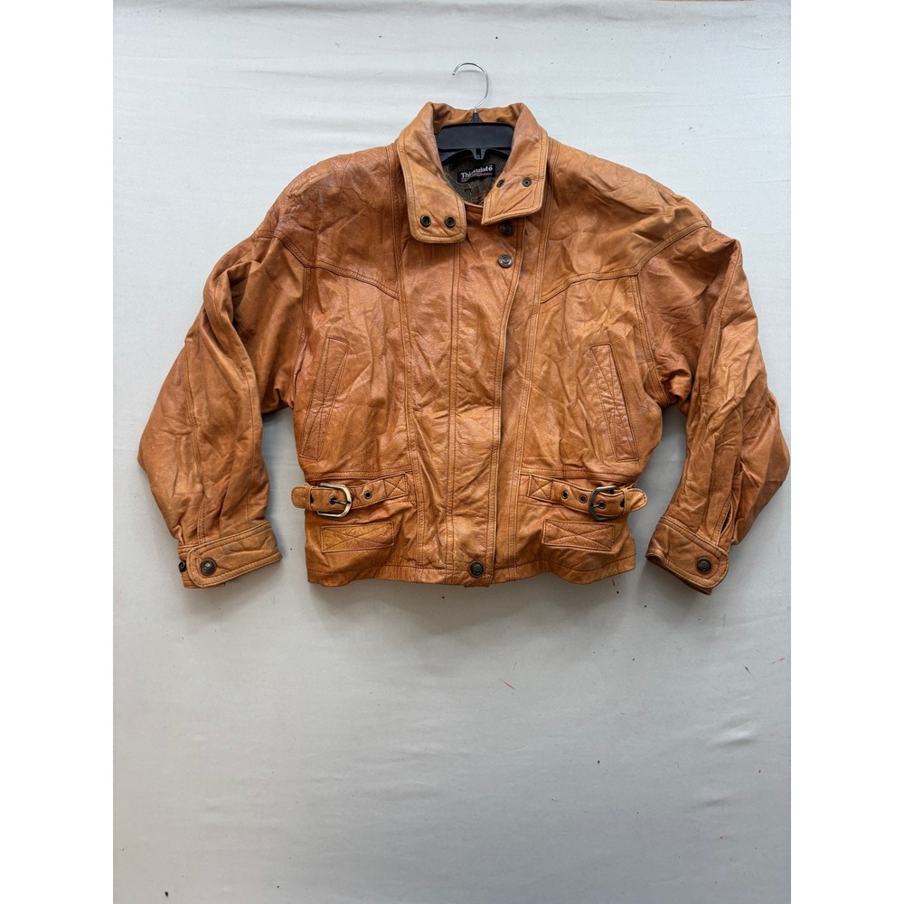 Adventure Bound Wilsons Vintage Tan Leather Bomber Jacket Thinsulate Lined